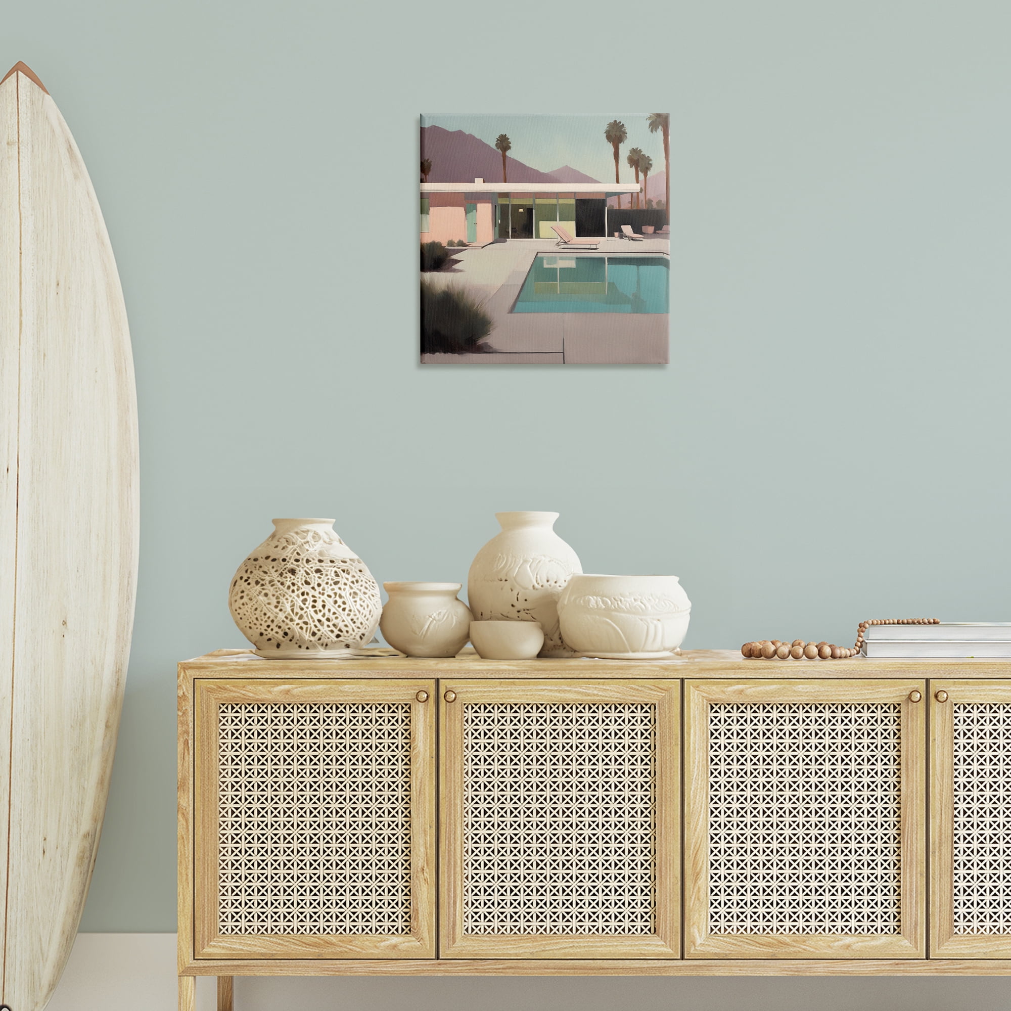 Stupell Industries Californian Pool View Landscape & Nature Painting Wrapped Canvas Art Print Wall Art, 24 x 24