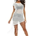 thumbnail image 2 of Women's Crochet Bathing Suit Cover Ups Beach Sexy Swim Dress Sleveless Hollow out Fishnet Swimwear Tassel Cover Ups, 2 of 5