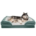 thumbnail image 4 of FurHaven Pet Products | Memory Foam Perfect Comfort Velvet Waves Sofa-Style Couch Pet Bed for Dogs & Cats, Celadon Green, Jumbo, 4 of 12