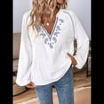 thumbnail image 4 of Blusa de Bordada con Cuello en V y Larga Estilo Bohemio para Mujer M, 4 of 9