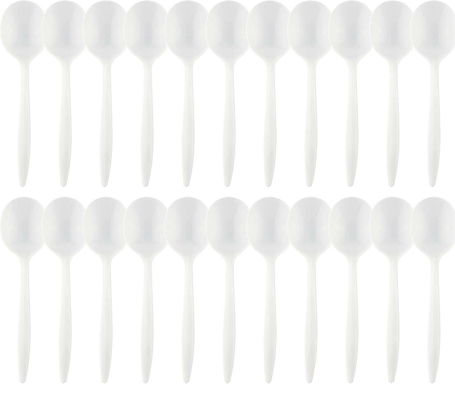 Plastic Soup SpoonsWhiteMedium Weight Disposable Pack of 1000
