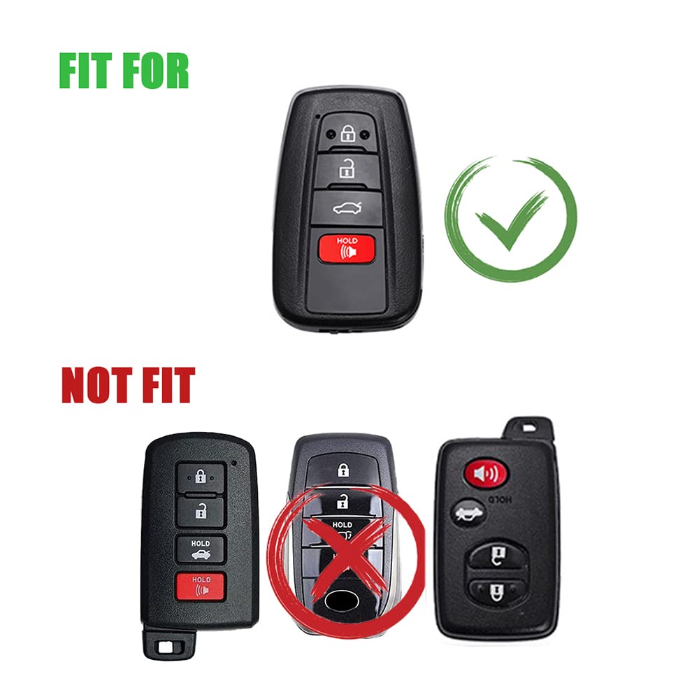 Zinc Alloy Smart Remote Key Fob Cover Compatible for Toyota Camry RAV4 Highlander Avalon C-HR Prius Corolla GT86 2018-2022 Case Protector 4 Buttons