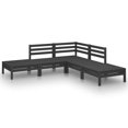 thumbnail image 2 of vidaXL 5 Piece Garden Lounge Set Solid Pinewood Black, 2 of 8