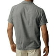 thumbnail image 3 of TAIAOJING Mens Shirts Solid Pocket Single Cotton Linen Short Sleeve Blouses Grey XXXL, 3 of 5