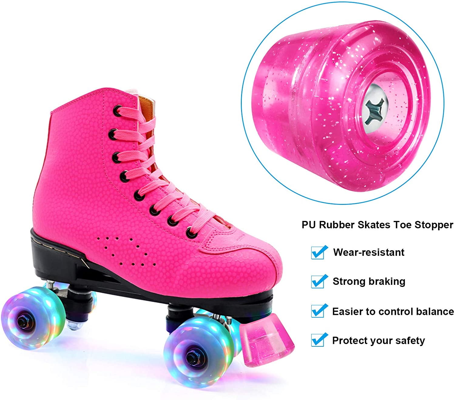 4 Pieces Roller Skate Toe Stoppers Rubber Roller Skates Brakes with 4 Pieces Screws and 1 Piece Dual Purpose Screwdriver 