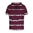 thumbnail image 3 of DDAPJ pyju Graphic Hoodies for Men Casual Striped Print Short Sleeve Hooded T-shirt Lightweight Workout Pullover Hoodie with Drawstring Wine S, 3 of 4