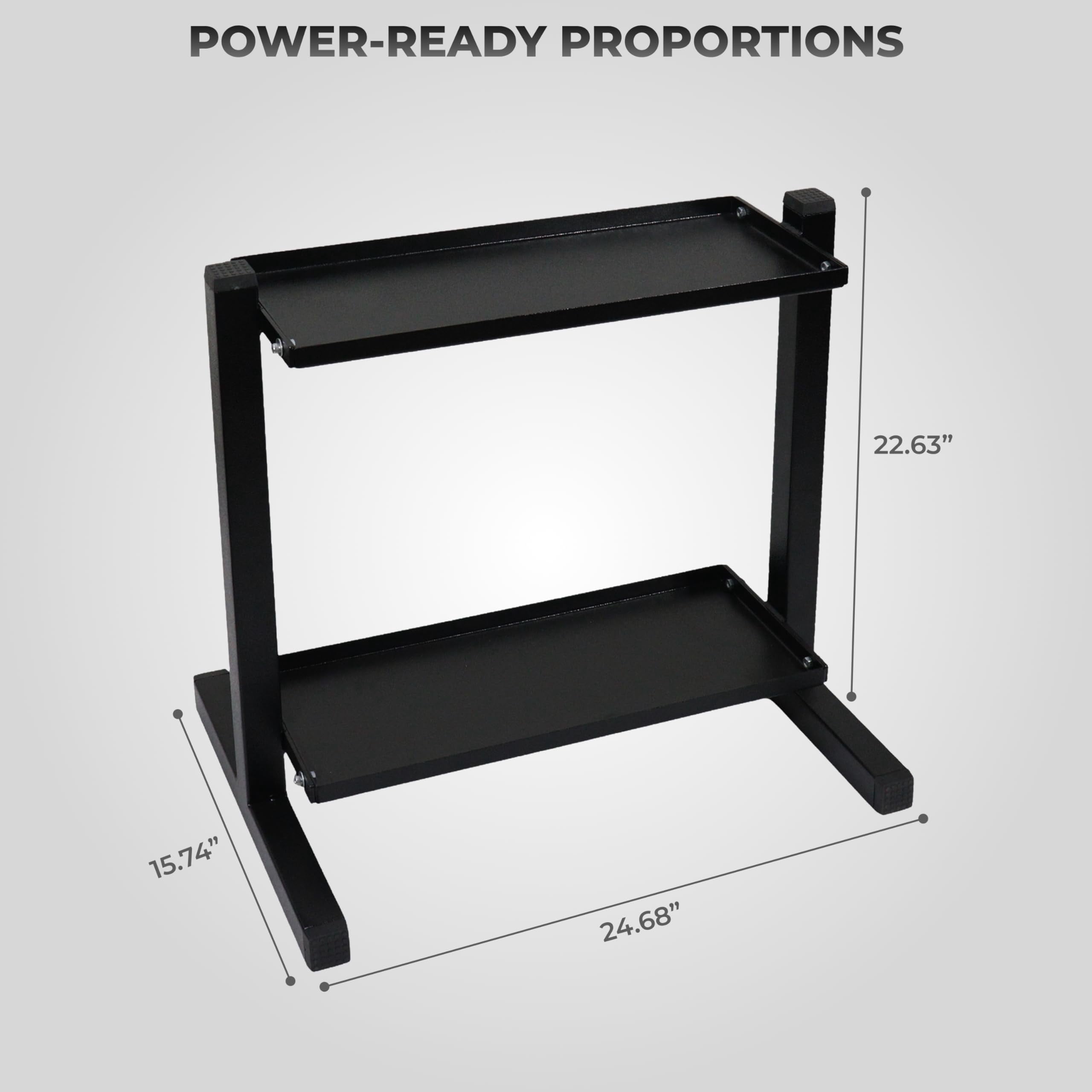 FEBTECH Heavy-Duty 2-Tier gym storage rack for Kettlebells, Compact kettlebell rack design as weight rack for home gym, steel weight storage racks organizer with secure weight holder Black