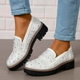 thumbnail image 7 of SACFOF Women's Chunky Platform Loafers Round Toe Rhinestone Casual Business Work Shoes Comfort Slip-on Casual Shoes, 7 of 7