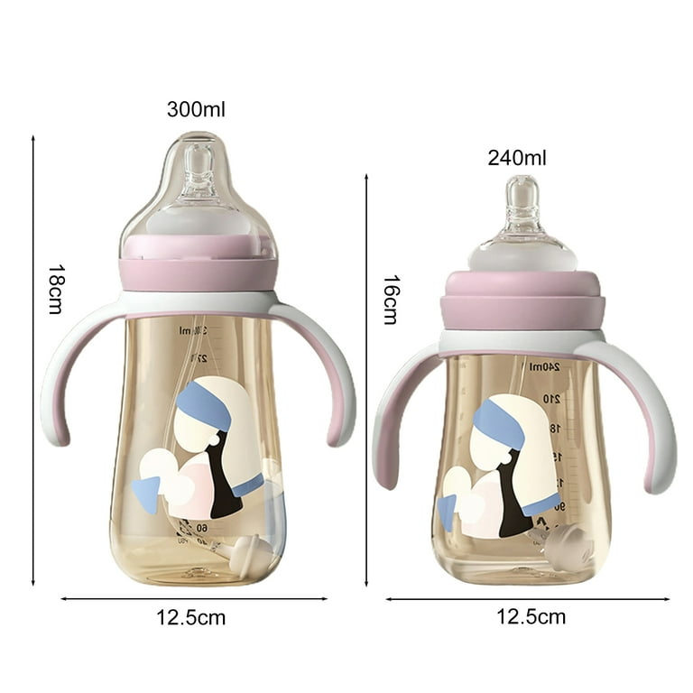 1 Set 240ml/300ml Straw Bottle Double Handle Large Capacity