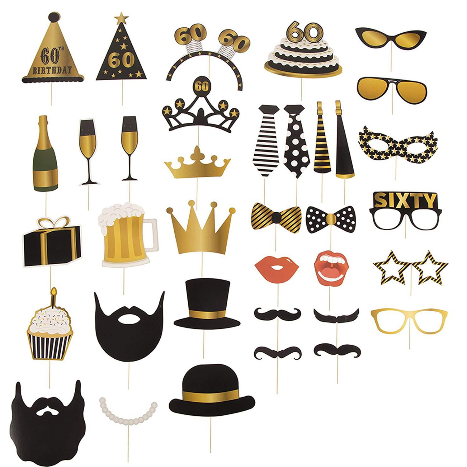 60th Birthday Party Photo Booth Props 60 Piece Selfie Props For