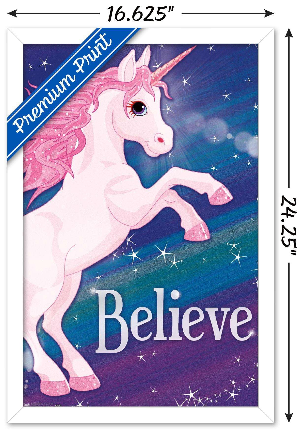 Rainbow Unicorn Wall Poster, 14.725" x 22.375", Framed