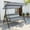 Stripe, variant on Made in Italy SUNJOY Outdoor Porch Swing, 2 Seat Patio Metal Swing with Adjustable Canopy