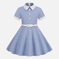 thumbnail image 2 of Gubotare Robe d'Anniversaire pour Tout-Petit Fille Sans Manches Ligne A Mini Robe Froncée à Volants Robe Évasée Taille 7-8 (Bleu, 7-8 Ans), 2 of 9