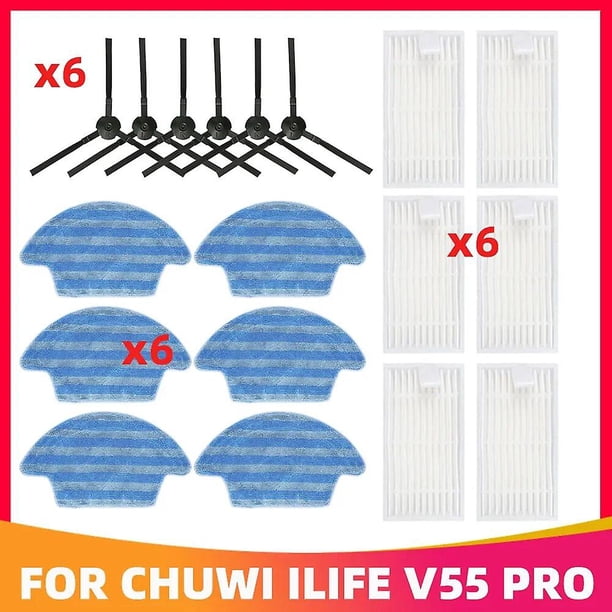Compatible For Chuwi iLife V55 Pro Robotic Vacuum Cleaner Replacement Spare Parts Spin Side Brush HEPA Filter Mop Cloth Rag~1748