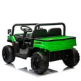 thumbnail image 4 of 24v Ride on Toys Two-seater UTV, with Automatic Tipping Bucket, Rear wheel Suspension, Slow start, LED light,USB, Bluetooth Music, Electric Car for Kids Ages 3-8, Green, 4 of 7