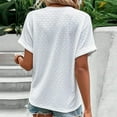thumbnail image 6 of Women's V-neck Tops Casual Solid Color Hot Breathable Foldable Sleeves Clothes Pullover T-shirt Summer Short Sleeved Shirt Fashion with Buttons(White,4XL), 6 of 7