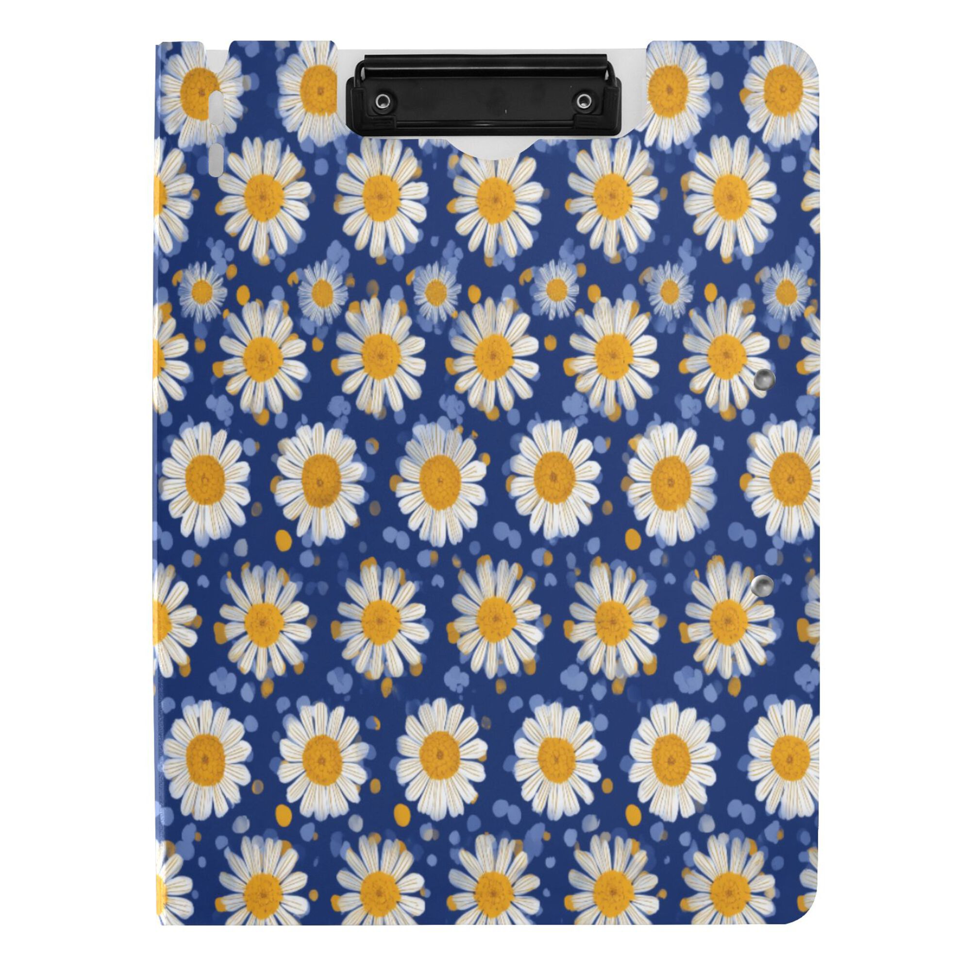 FORMRS A4 Clipboard Folder with Pen Holder Horizontal Foldable School Office Binder, Elegant Daisy Pattern