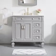 thumbnail image 2 of ANGELES HOME 36" Bathroom Vanity with Single Sink, Solid Wood Bathroom Makeup Cabinet W/ 2 Doors and 3 Drawers, Bathroom Vanity Storage Organizer with Carrara White Quartz Countertop, Titainum Grey, 2 of 11