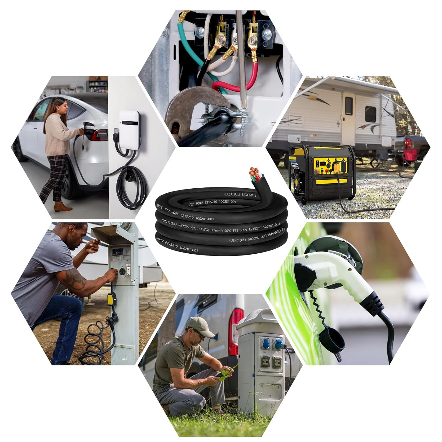16/4 Wire 16 AWG SJOOW Portable Power Cable,16 Gauge 300V 4 Conductor SJOOW Cable Cord Electrical Wire for Mini Split Air Conditioner HVAC/Heat Pump/Speaker Systems/Light/Trailer,Indoor Outdoor-25FT