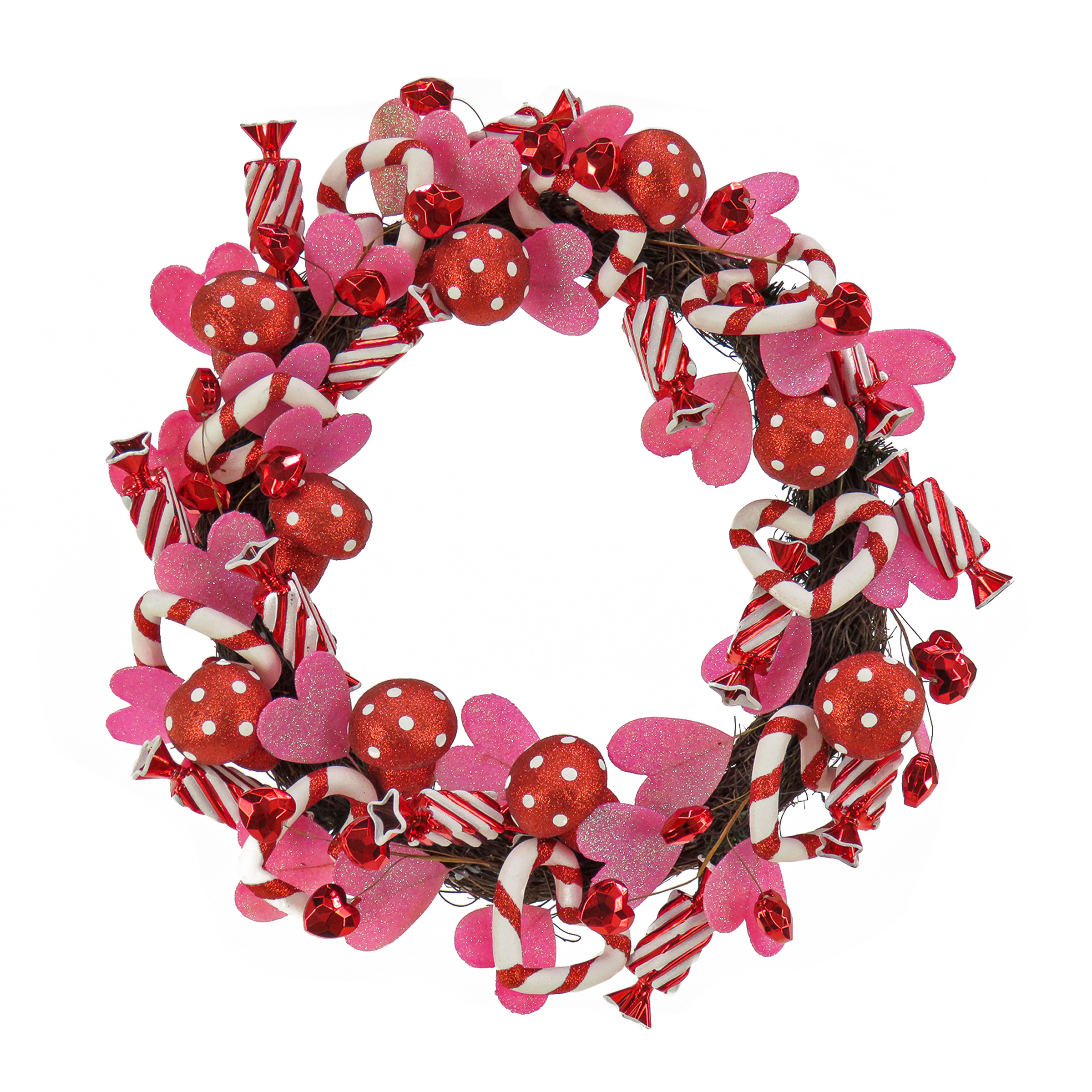 National Tree Company Valentine's Wreath, Decorated with Hearts, Ball Ornaments, Valentine's Day