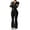 Black, variant on Domzest Two Piece Sportswear Set Tracksuit for Women Fitness Outfit Sports Jacket and High-waisted Flared Pants Suitable for Running, Fitness, Yoga Black XXL