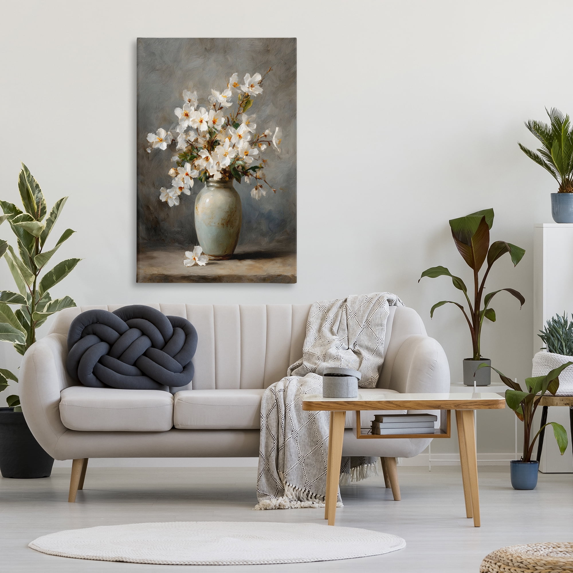 Stupell Industries Full White Flowers in Vase Canvas Wall Art, design by Petal Prints Design
