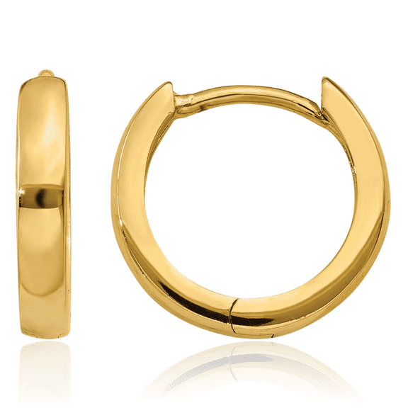 14K Solid Yellow Gold 2.25mm Round Huggie Mini Small Hoop Earrings