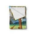 thumbnail image 2 of Beach Soft Flannel Fleece Blanket, Image of Hammock Hanging Between Trees in the Tropical Lake Paradise Lands Art Work, Cozy Plush for Indoor and Outdoor Use, 70" x 90", Multicolor, by Ambesonne, 2 of 5