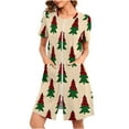 thumbnail image 7 of Christmas Zip Robe for Women Short Sleeve Fleece Nightgown Xmas Tree Print Warm Cozy Sleepwear Holiday Loungewear, 7 of 7