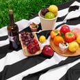 thumbnail image 3 of Black and White Striped Tablecloth for Rectangle Tables, Geometric Stripe Waterproof Table Cloth for Kitchen Dining Room, Polyester Tablecloth Rectangle 60\u201d x 120\u201d, 3 of 6