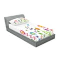 thumbnail image 2 of Ambesonne Cartoon Fitted Sheet & Pillow Sham Set, Whimsical Summer Floral, Twin, Multicolor, 2 of 2
