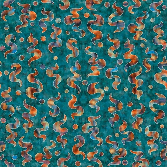 Quilting Treasures Dan Morris Cafe All Day Swirl Teal 100% Cotton Fabric sold by the yard