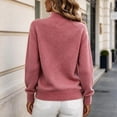 thumbnail image 4 of CBASIHI Womens Sweater Mock Neck Casual Knitted Long Sleeve Fall Sweater for Women Watermelon Red L, 4 of 7