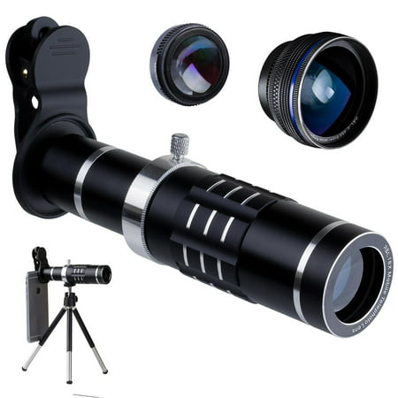 R&L Telephoto Lens for Smartphone - Mobile Camera Kit with 18X Telephoto, Wide Angle and Macro Lenses 3 in 1 - Universal Clip Attachment for iPhone 7 8 Plus & Android Cell Phone -