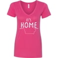 thumbnail image 3 of Inktastic It's Home State of Iowa Outline Distressed Text Women's V-Neck T-Shirt, 3 of 5