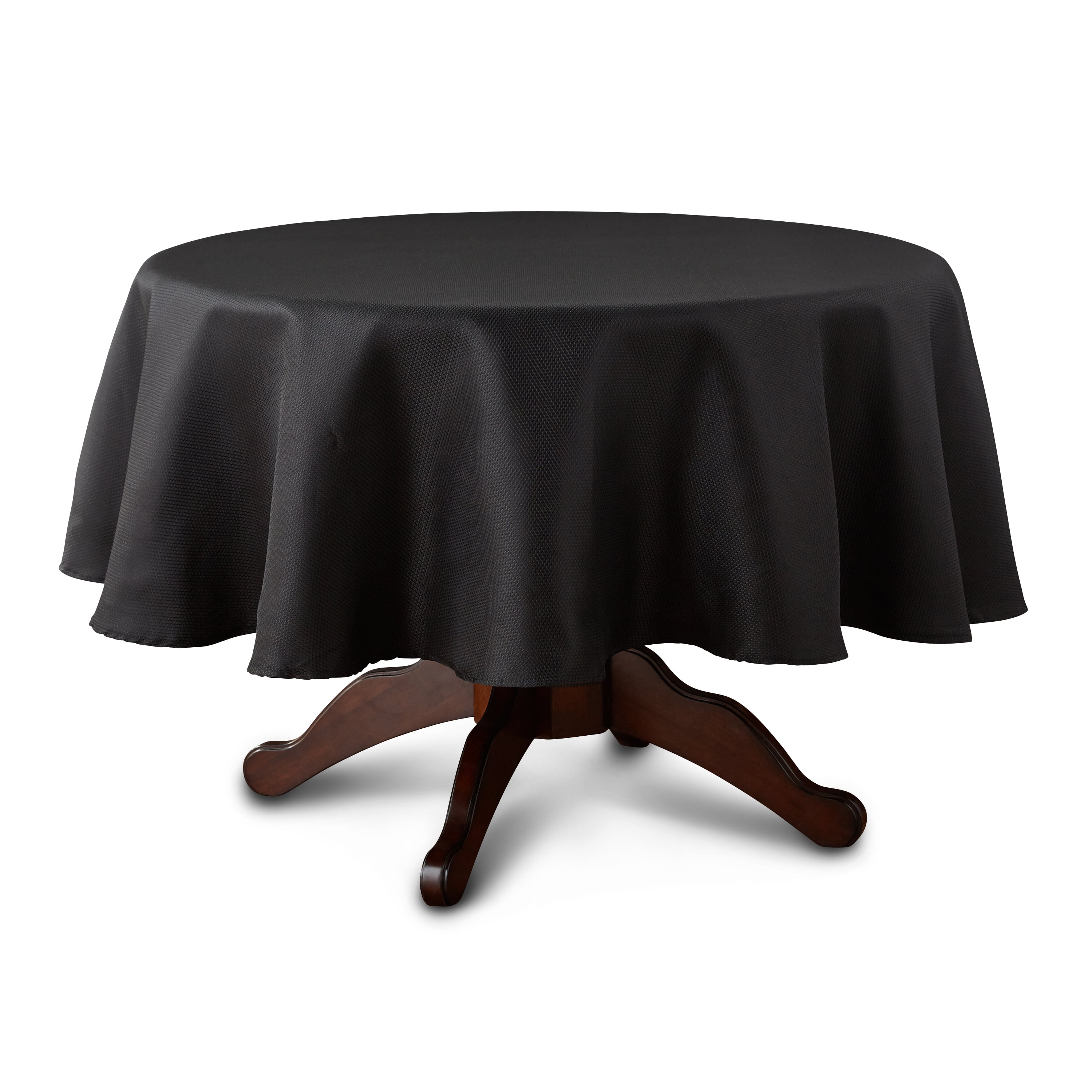 LinenTablecloth 6 ft Fitted Polyester Tablecloth Black 6FTTD-010111
