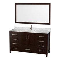 Wyndham Collection Sheffield 60" Marble Single Bathroom Vanity in White/Espresso