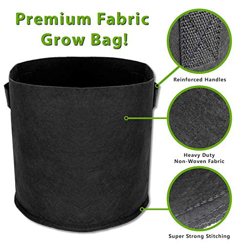 5 Gallons SUNFEEL 5-Pack 5 Gallon Grow Bags Heavy Duty 300G Thickened Nonwoven Plant Fabric Pots with Handles 