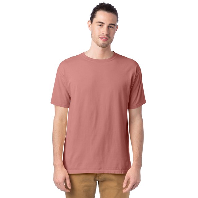 Hanes Mens Big ComfortWash Garment Dyed Short Sleeve Tee, S, Mauve
