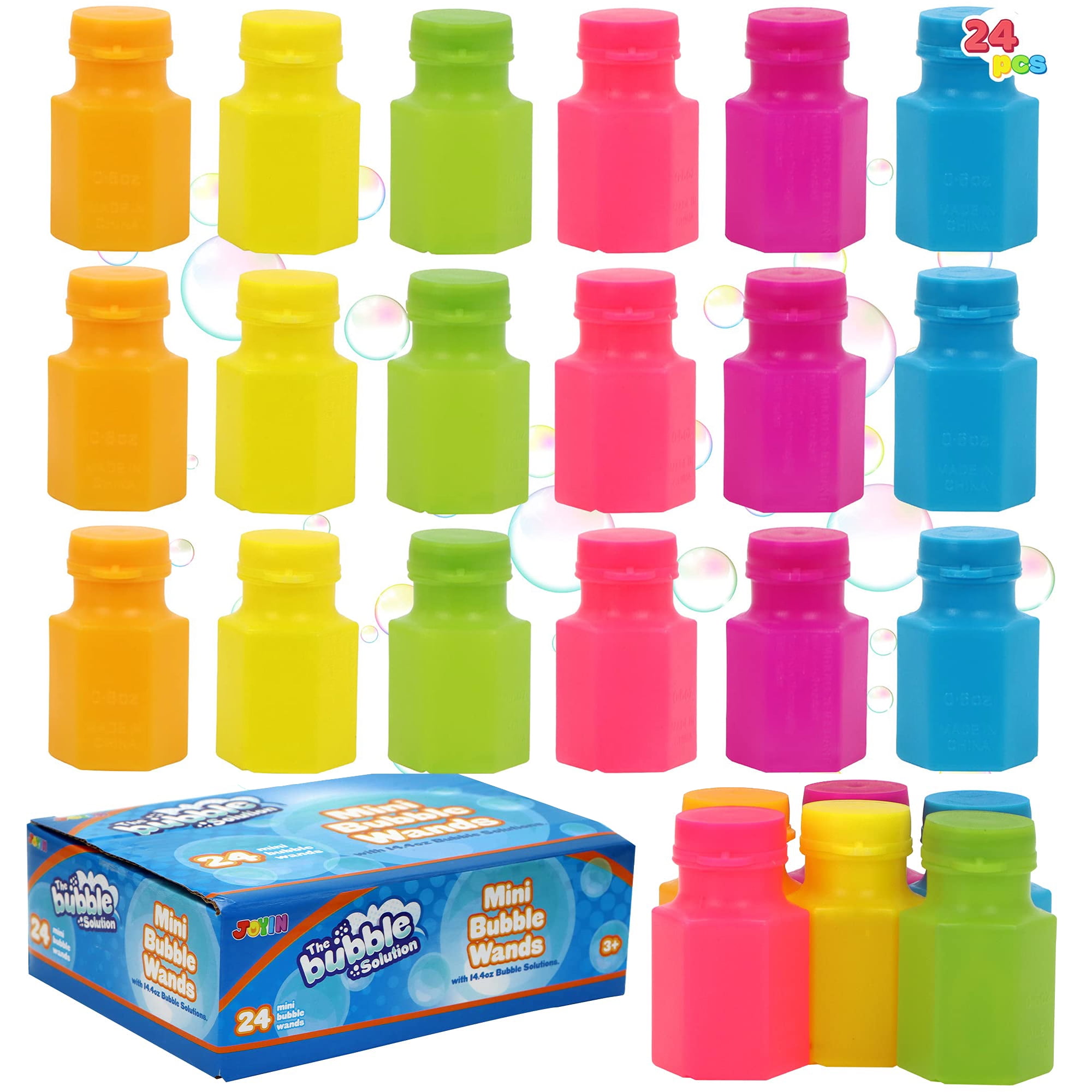 JOYIN 24 pcs Mini Bubble Bottles with Wand Assortment for Kids, Bubble ...