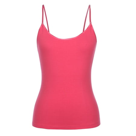 - Ola Mari Junior Size Plain Solid Adjustable Spaghetti Strap Tank Top, Coral, Small