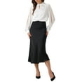 thumbnail image 2 of INSPIRE CHIC Women's Office Satin Blouse Keyhole Neck Long SlitSleeve Chiffon Tops XS White, 2 of 6
