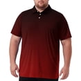 thumbnail image 2 of BRANROY Men's Big and Tall Shirts - Ombre Gradient Print UPF 50+ Short Sleeve Polo Style Casual Work Golf Shirts for Men Breathable Soft Mens Polo Shirts Short Sleeve,Red,7XL, 2 of 8