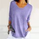 thumbnail image 1 of MKLEKYY Playeras Mujer Casual Suéteres De Punto Holgados De Primavera Para Mujer, Informales, De Manga 3/4, Color Liso, Con Cuello En V, Para Otoño, 510 Talla M, 1 of 3