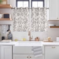 thumbnail image 2 of Farmhouse Flower Kitchen Curtains Short 45 Inch Length, Botanical Vintage Grey Leaf Plant Grommet Top Bedroom Living Room Curtains, Light Filtering Cafe Curtain Drapes 2 Panels Set 84''x45'', 2 of 9