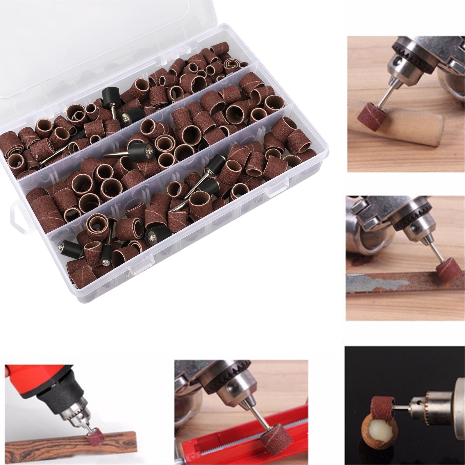 252 Pack Rotary Drum Sanding Band Mandrel 1//2 3//8 1//4 120 Grit Dremel Tool New