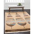 thumbnail image 1 of Unique Loom Fars Collection Tapis Tribal Moderne Décontracté, 6 x 9 Pieds, Beige/bleu Clair, 1 of 5