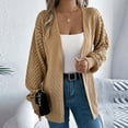 thumbnail image 4 of Cárdigan de moda para mujer, estilo casual, color sólido, holgado, de manga larga, suéter, chaqueta, blusa de poliéster para mujer, 4 of 9