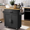thumbnail image 1 of Carrito de Cocina Madera Carrito de Almacenamiento con Estante Ajustable Isla de Cocina Negro FurnitureR hogar, 1 of 6