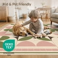 thumbnail image 4 of ODIKA 3'x5' Washable Accent Rug Pet Friendly, Non-Shedding Mat Olive Geometric Decorative Design Symmetrical Floral Motifs with Elegant for Bedside, Nursery Room, 4 of 7